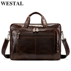WESTAL Multifunction Men's Genuine Leather Laptop Bags 15''