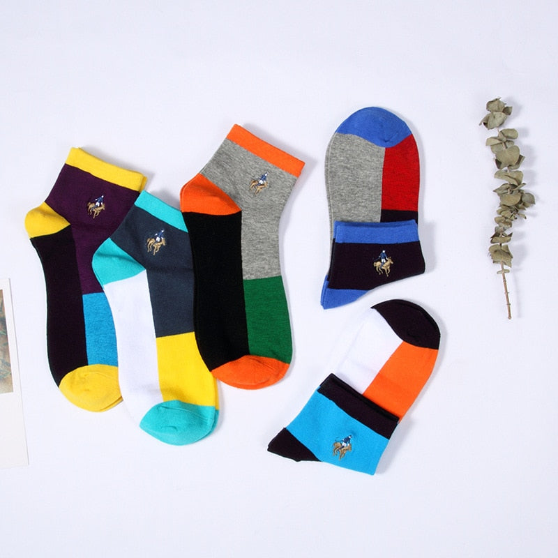 New Arrival PIER POLO Summer Socks Brand Cotton Socks Casual Ankle Socks Breathable Embroidery Socks Men 5Pairs/lot