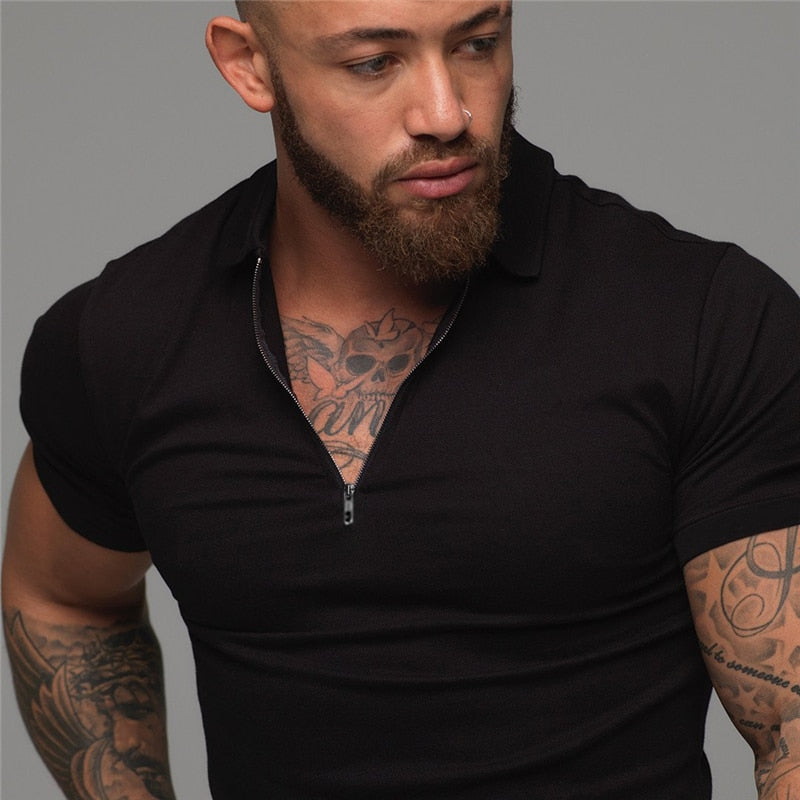 Muscle guys Fashion Polo Shirt  Men Fitness Polo homme