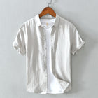 Short sleeve breathable linen cotton shirt