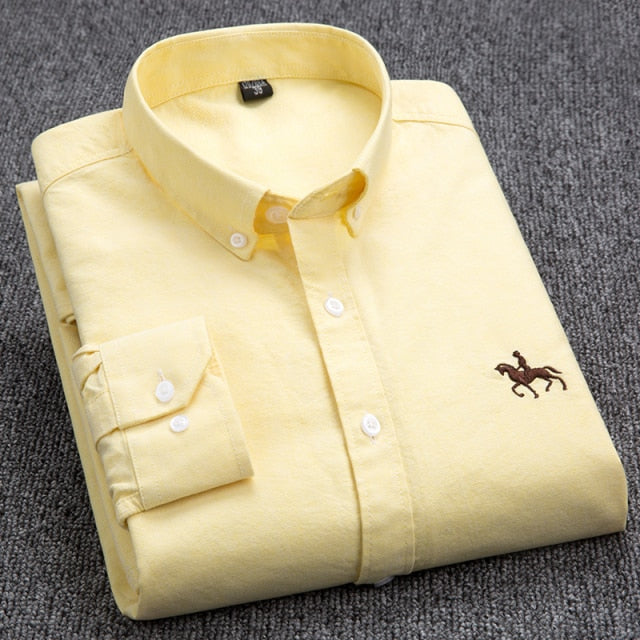 100% Cotton Oxford Men's Long Sleeve Dress Shirt