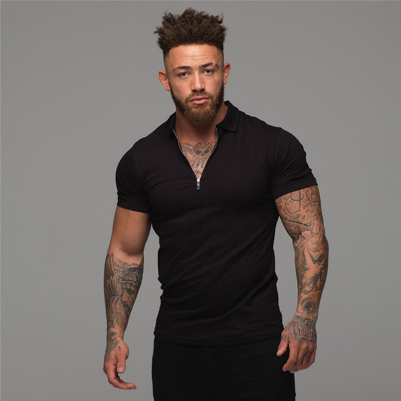 Muscle guys Fashion Polo Shirt  Men Fitness Polo homme