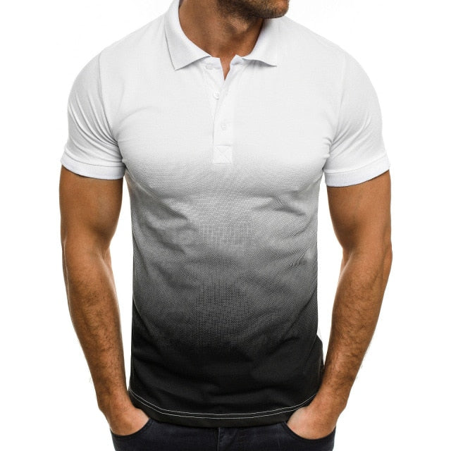 Men's Short Sleeve Contrast Color Polo Shirt