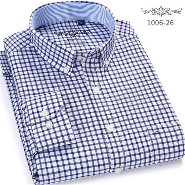Single Breasted Long Sleeve Plaid Striped Casual Shirts