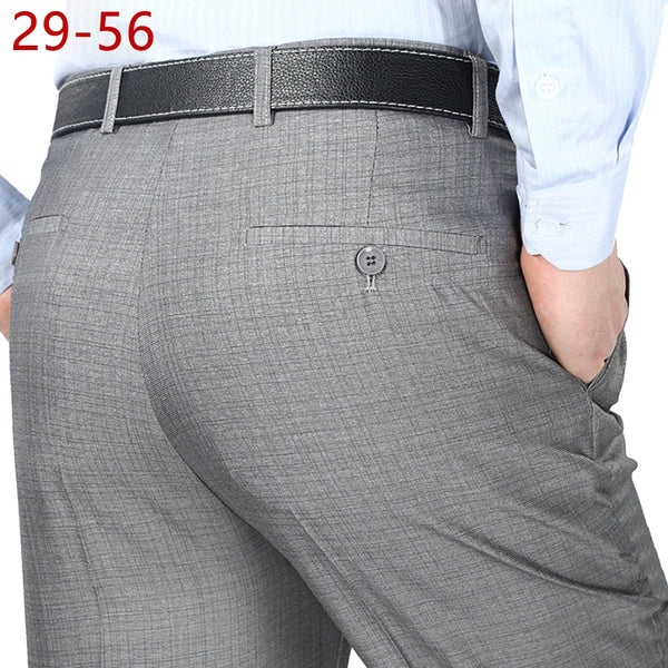Men's dress pants, office pants. 90% silk and 10% polyester, colours - black, blue, dark grey, dark grey 2, blue grey and light grey; loose fit, no elasticity.