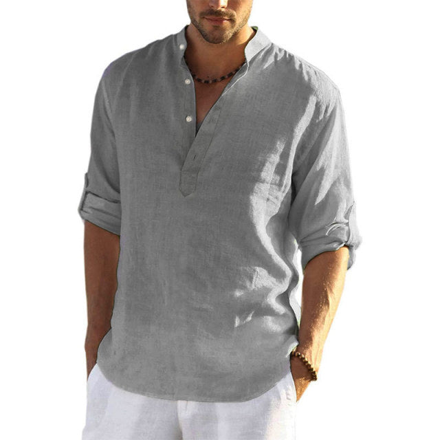 Cotton Linen Shirt Long Sleeve