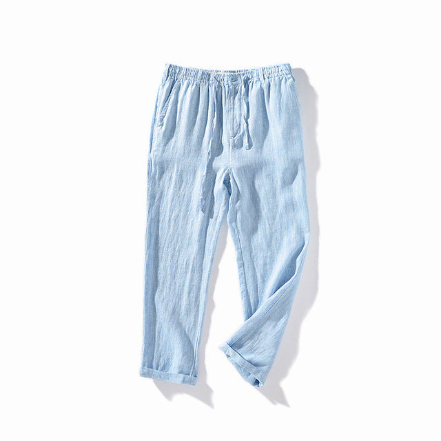 Linen Casual Pants Mid-Waist Loose-Fit Casual Pants