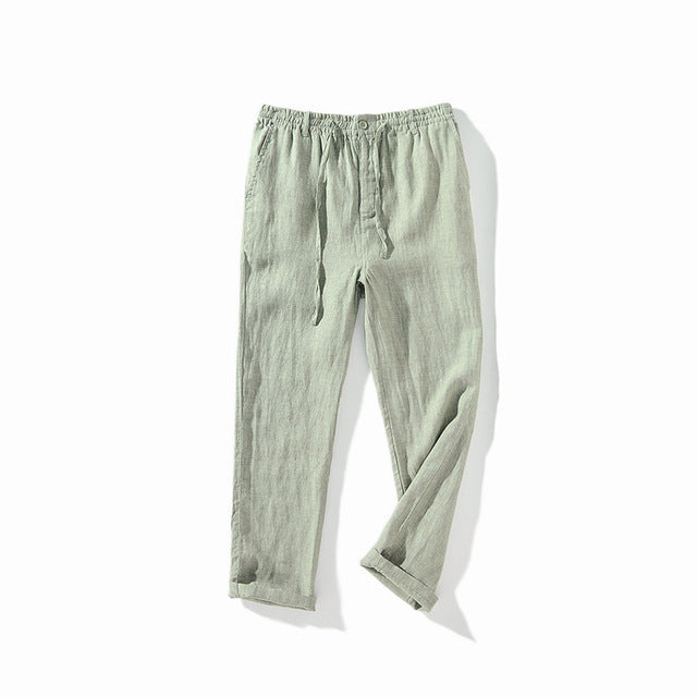 Linen Casual Pants Mid-Waist Loose-Fit Casual Pants