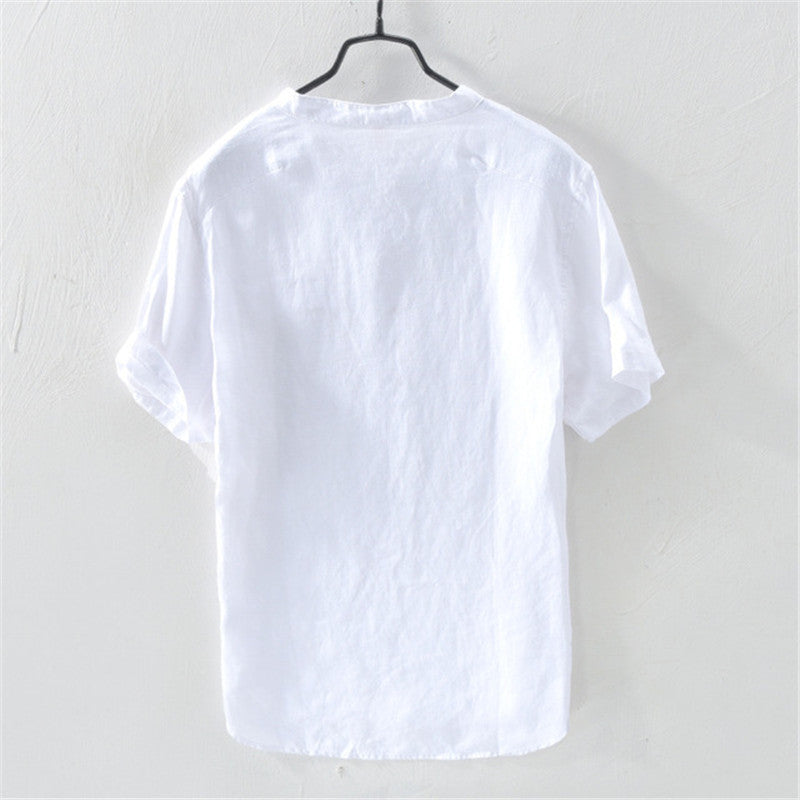 100% Pure Linen Short Sleeve Shirts Men