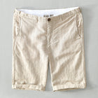 Pure Linen Striped Beach Shorts for Men