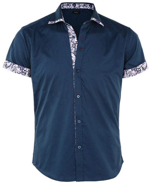 Print Patchwork Button Down Casual Shirts
